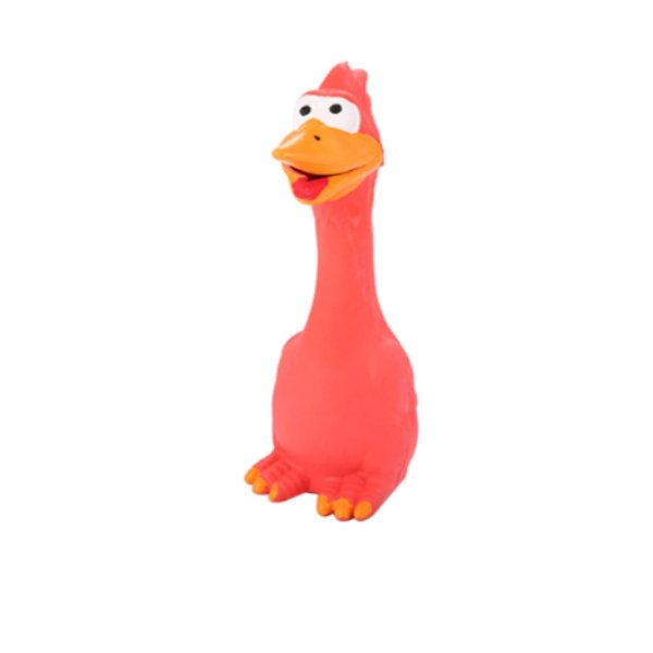 Squeaky Chicken Dog Toy Red